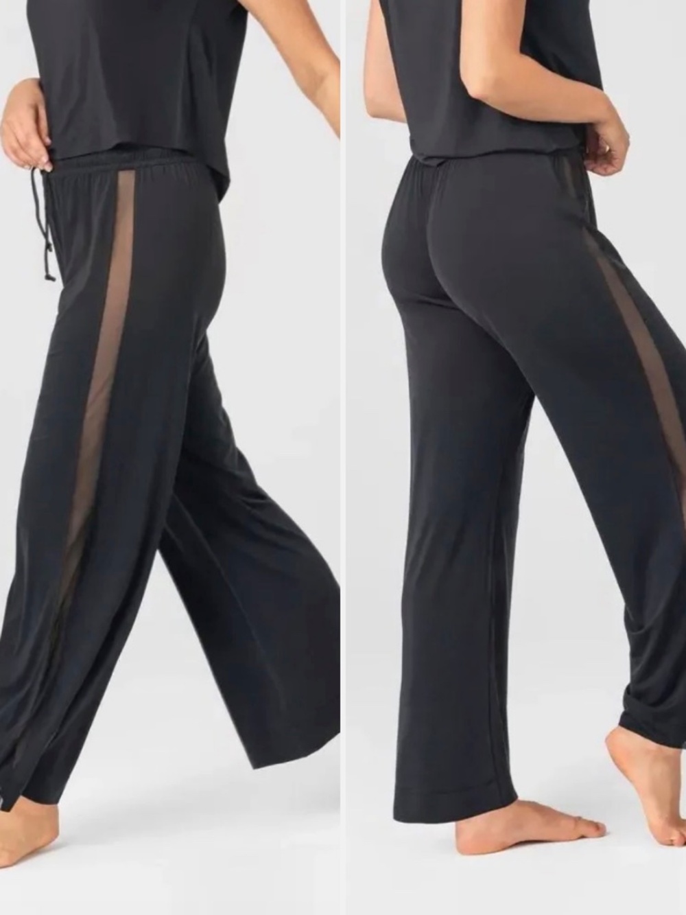 Honeylove BlissWear Midnight Mesh Panel Wide Leg Sleep Pant NWT Large Balletcore